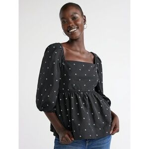 Free Assembly Women's Square Neck Peplum Top